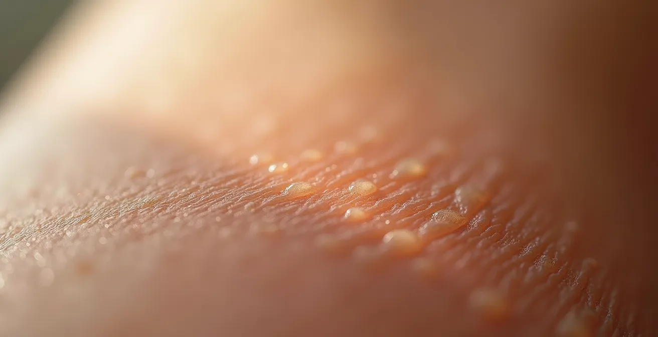 Détail macro de l'évolution d'une cicatrice de lifting mammaire